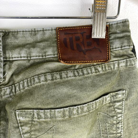 True Religion Olive Green Corduroy Pants Womens 26 Ankle Distressed Low Rise - Picture 7 of 10
